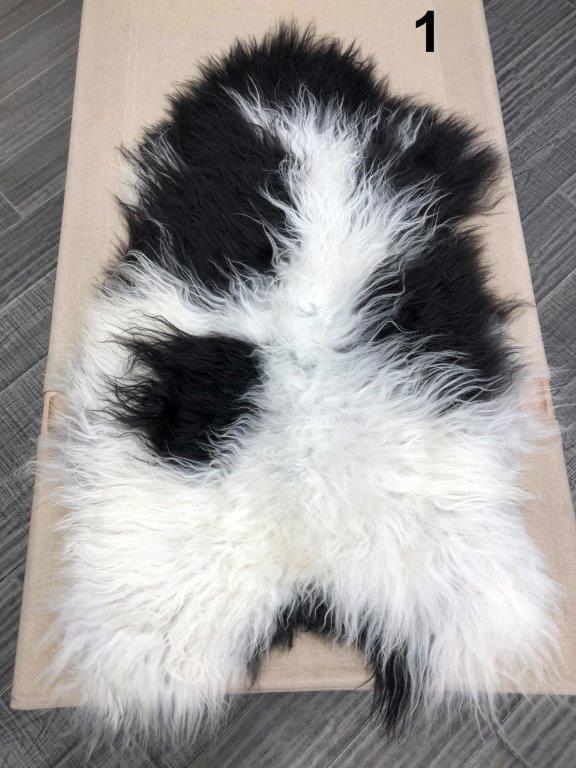 Icelandic Sheepskin Rug - Black and White Spot