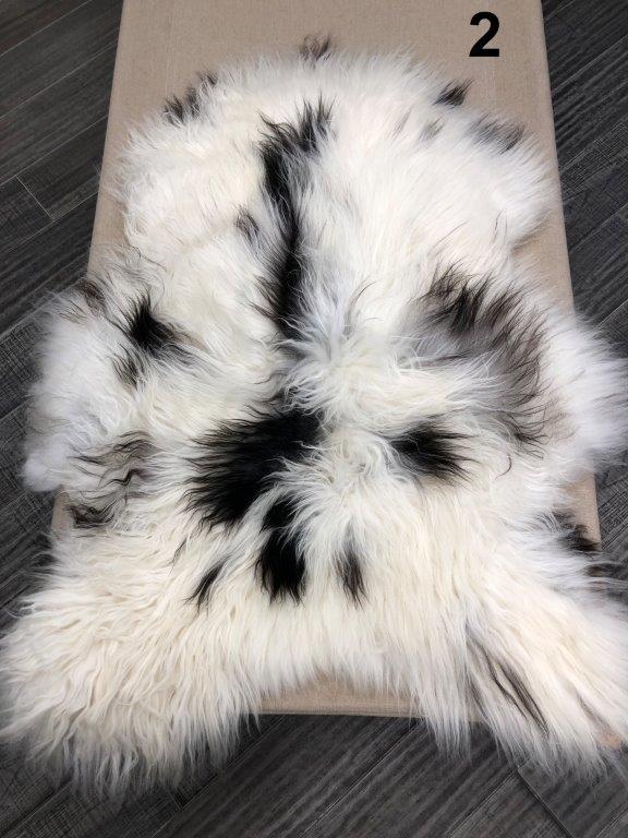 Icelandic Sheepskin Rug - Black and White Spot