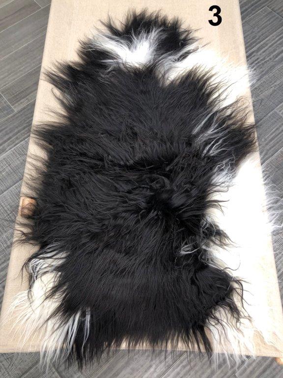 Icelandic Sheepskin Rug - Black and White Spot