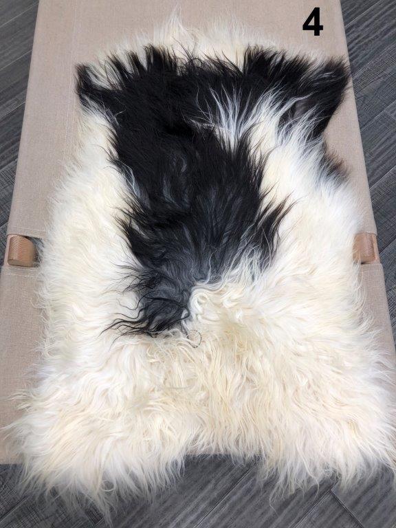 Icelandic Sheepskin Rug - Black and White Spot