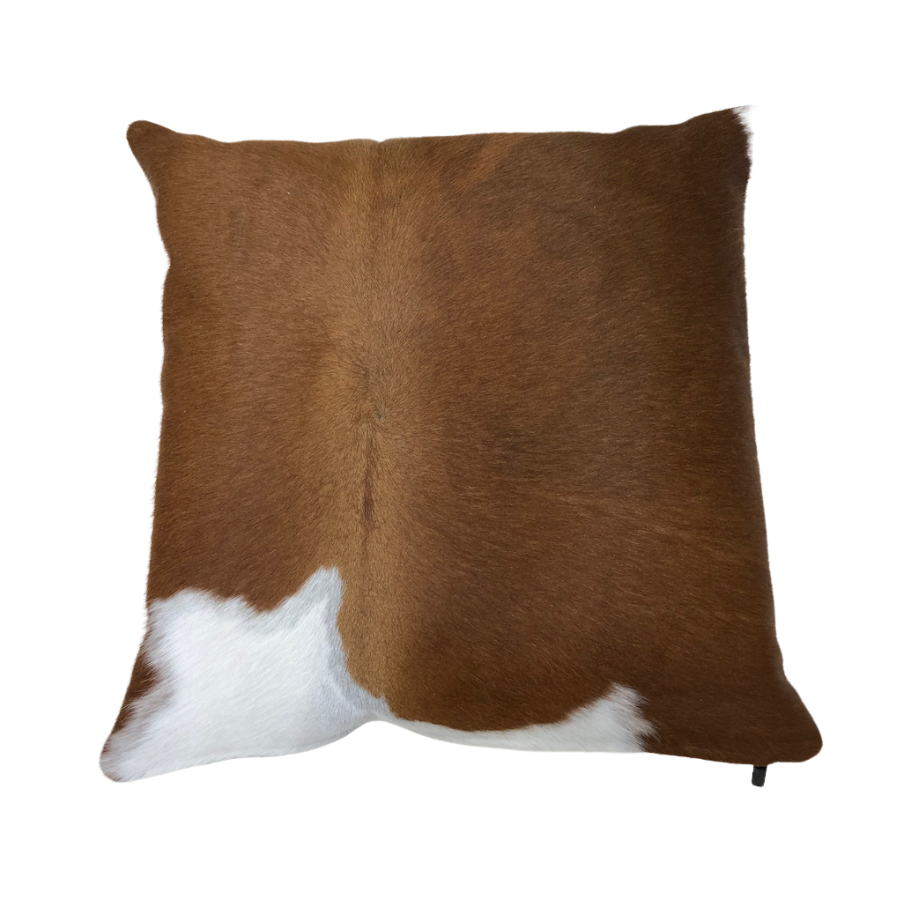 Cowhide Cushion - Brown and White