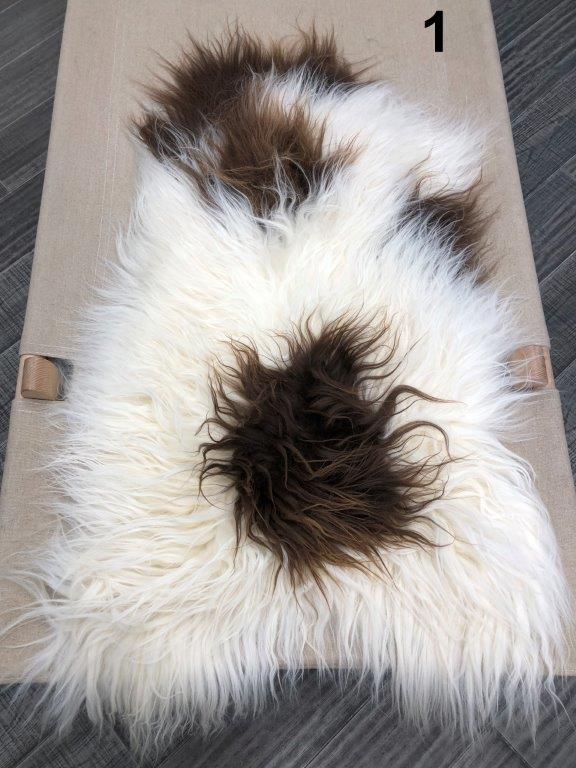 Icelandic Sheepskin Rug - Brown and White Spot