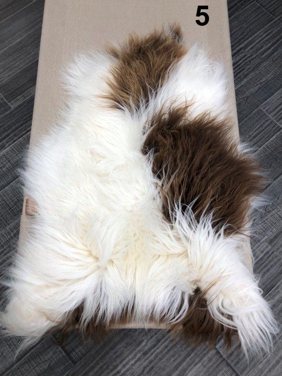 Icelandic Sheepskin Rug - Brown and White Spot
