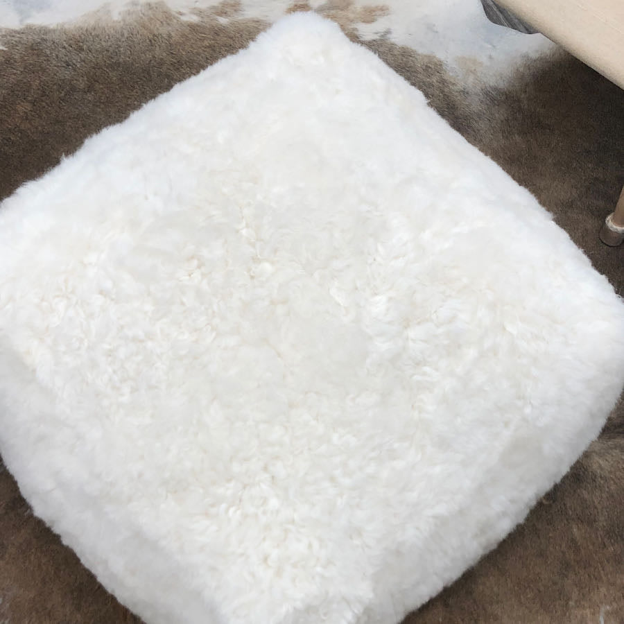 Icelandic Sheepskin Pouffe - White (Shorn)