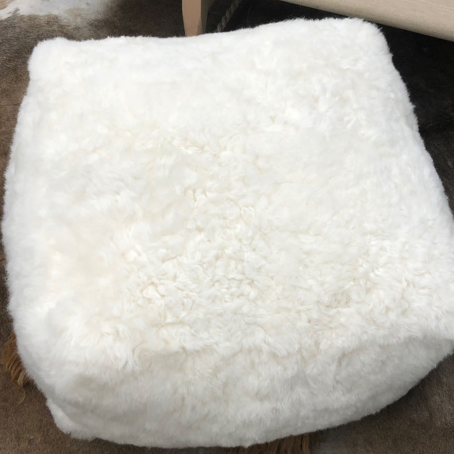 Icelandic Sheepskin Pouffe - White (Shorn)