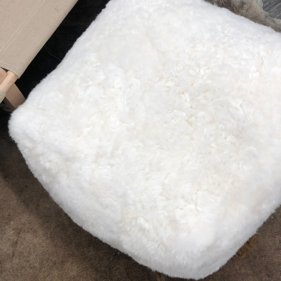 Icelandic Sheepskin Pouffe - White (Shorn)