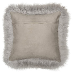 Mongolian Sheepskin Cushion - Light Grey 40cm