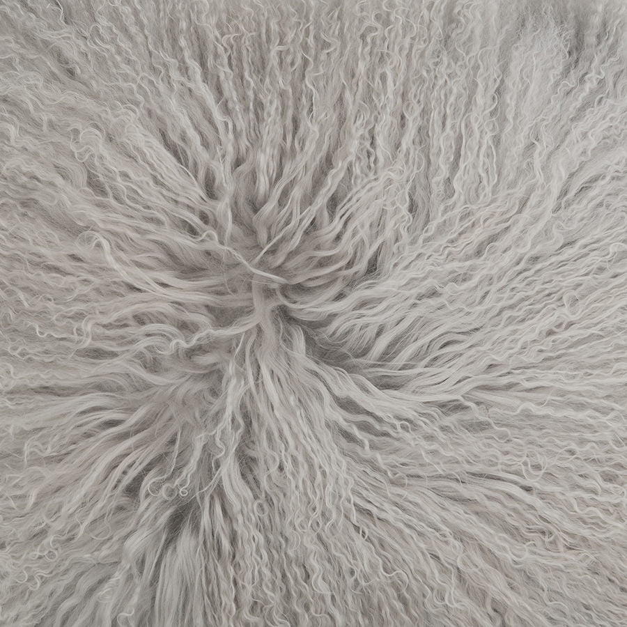 Mongolian Sheepskin Cushion - Light Grey 40cm