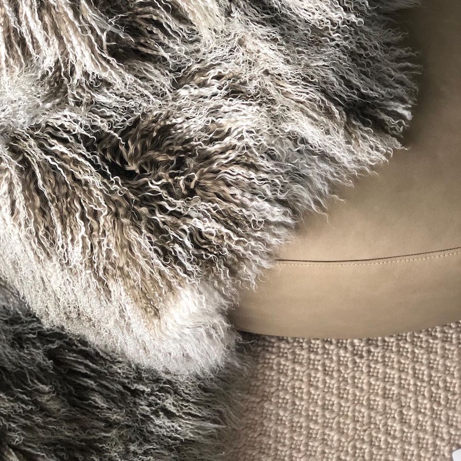 Mongolian Sheepskin Throw Blanket - Khaki White Tip (Last 3 left in stock) ** Dont miss out.