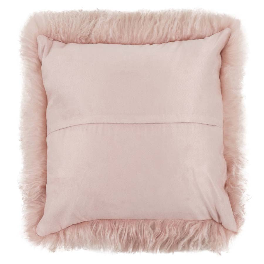 Mongolian Sheepskin Cushion - Rose Pink 40cm