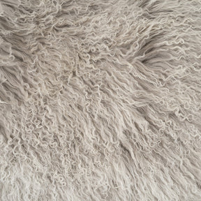 Mongolian sheepskin fleece grey with white tips