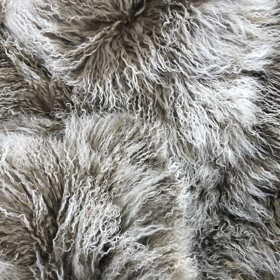 Mongolian Sheepskin Throw Blanket - Khaki White Tip (Last 3 left in stock) ** Dont miss out.