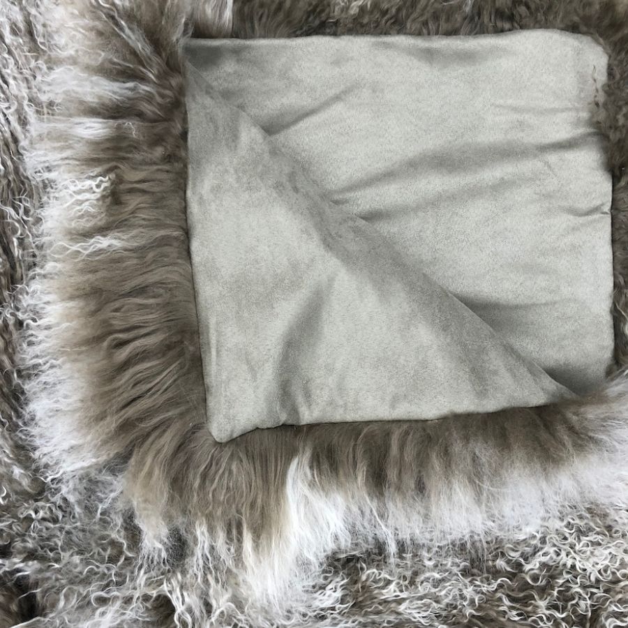 Mongolian Sheepskin Throw Blanket - Khaki White Tip (Last 3 left in stock) ** Dont miss out.