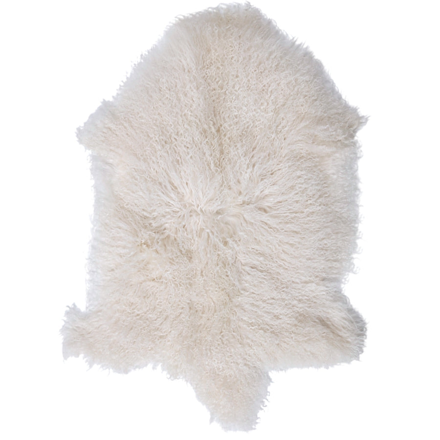 Mongolian Sheepskin Throw Rug Natural White