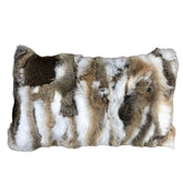 Rabbit Fur Pillow Lumbar - Beige White