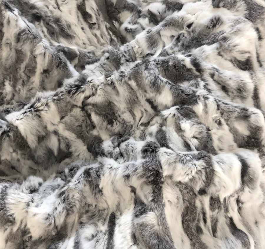 Rabbit Hide Blanket - White & Grey