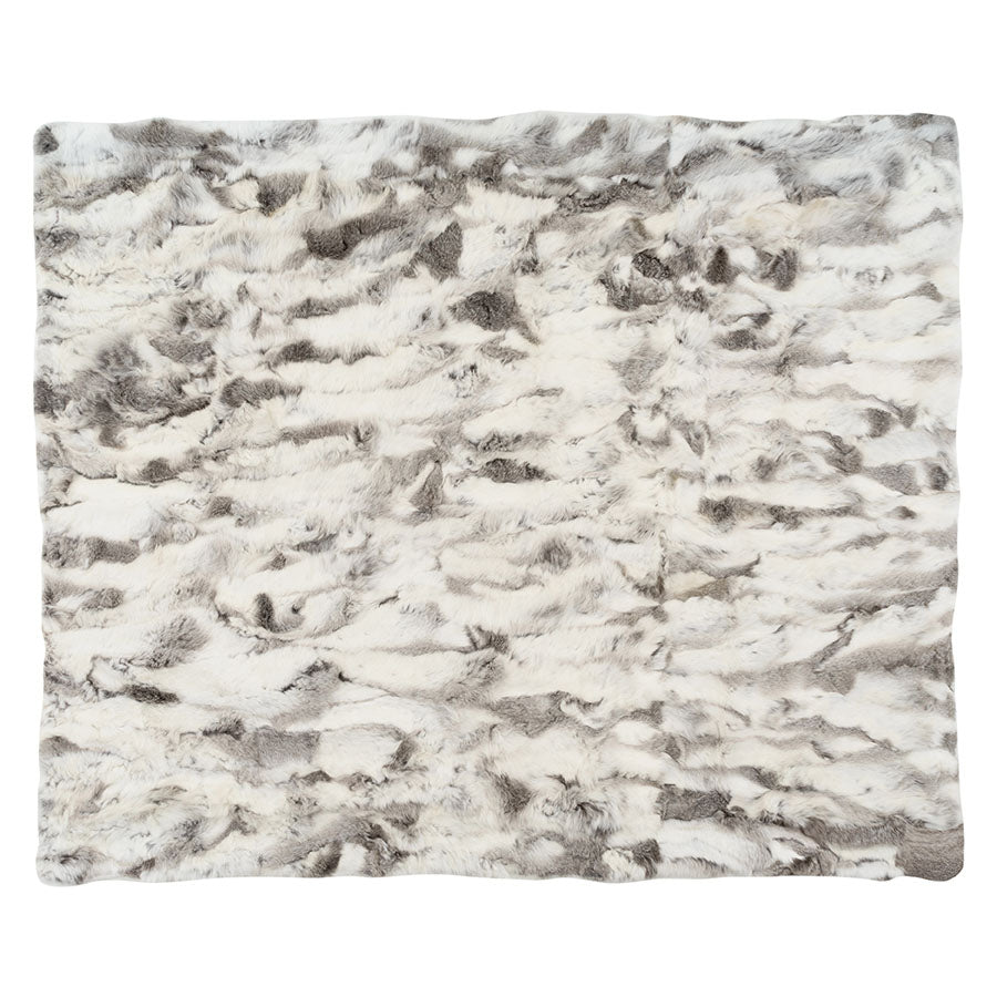 Rabbit Hide Blanket - White & Grey