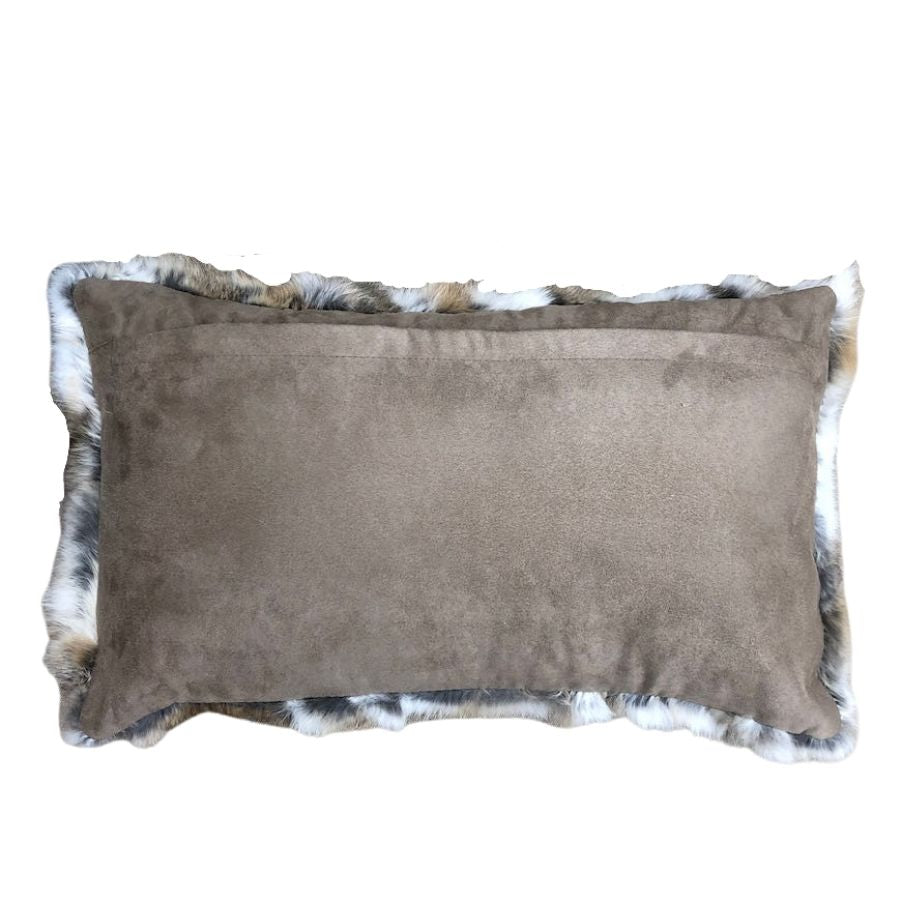 Rabbit Fur Pillow Lumbar - Beige White