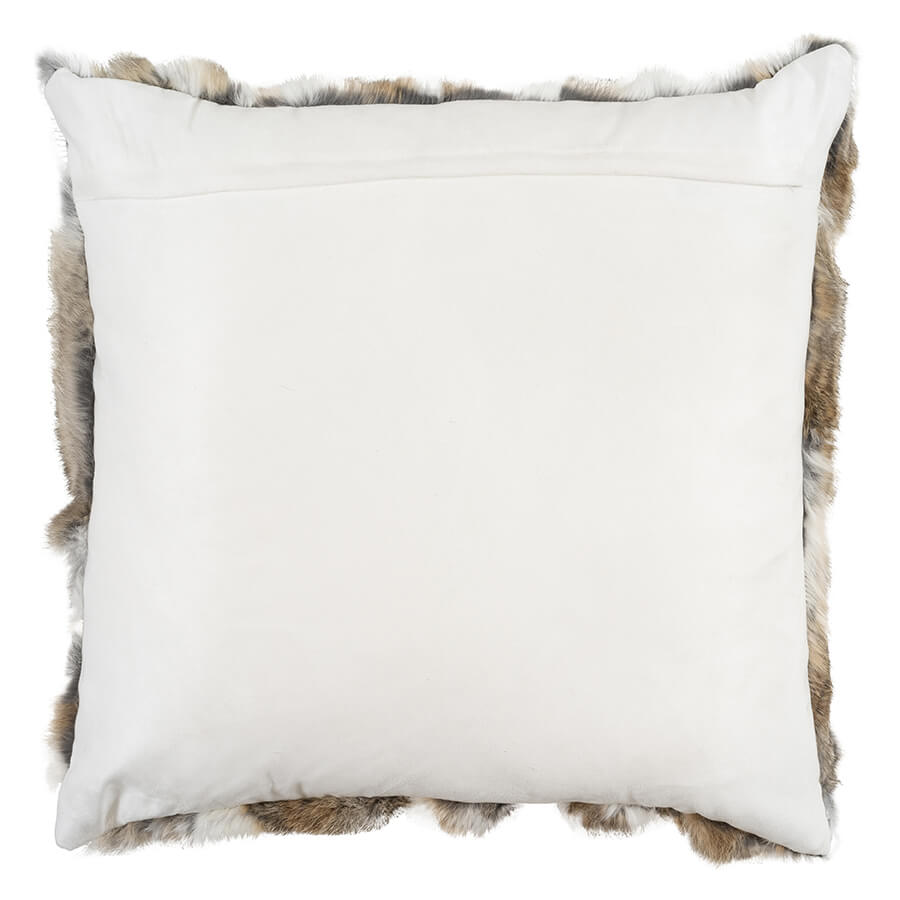 Rabbit Fur Pillow 60cm - White Brown