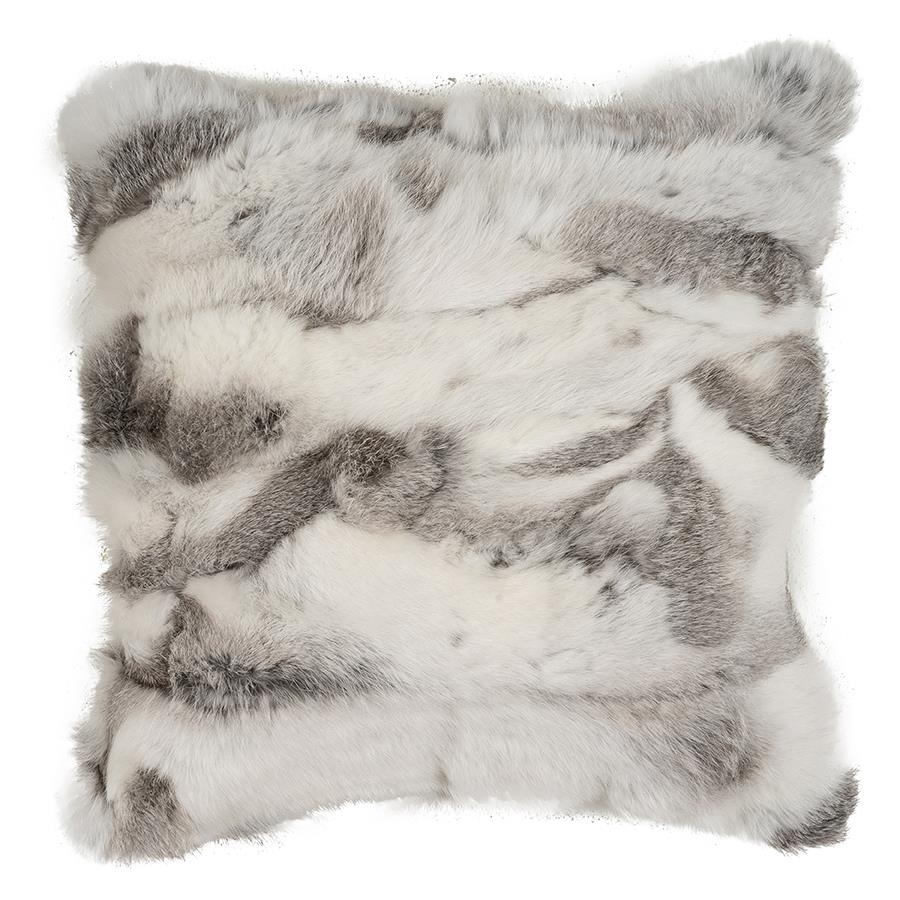 Rabbit Fur Pillow 60cm - White Grey