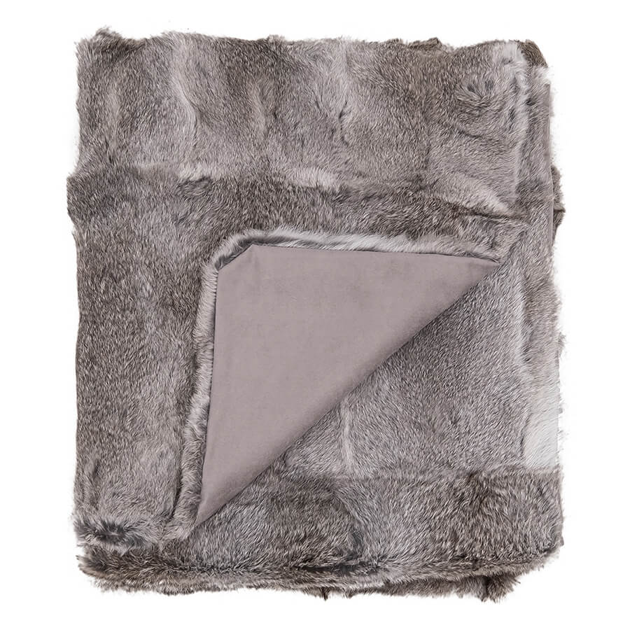 Rabbit Hide Blanket - Grey