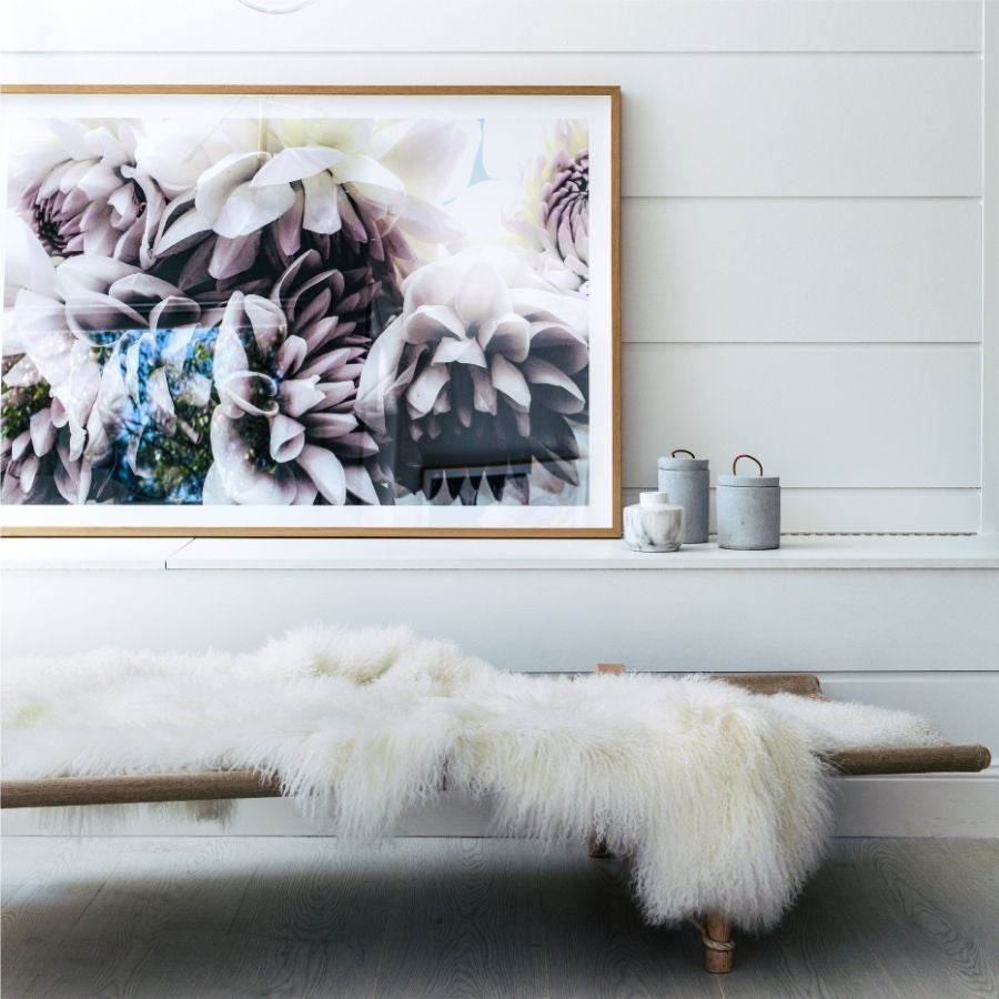 Mongolian Sheepskin Area Rug – White (4 Hide)
