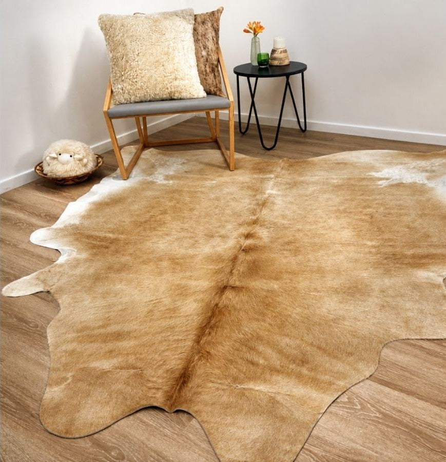 Beige & White Cowhide Rug – Regular | Genuine Natural Hide