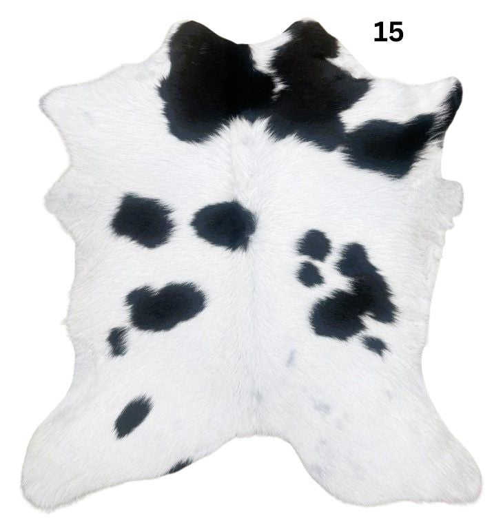 Calf hide rug black white - 15