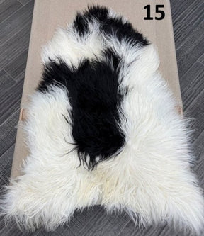 Icelandic Sheepskin Rug – White & Black Spotted | Long Wool Natural Hide