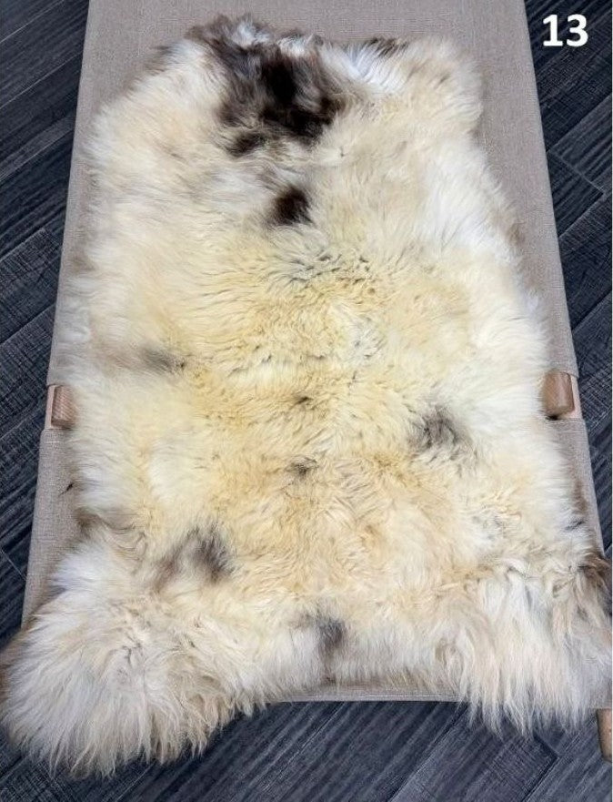 British sheepskin rug hide 13 showing natural colour variation with soft dense wool texture
