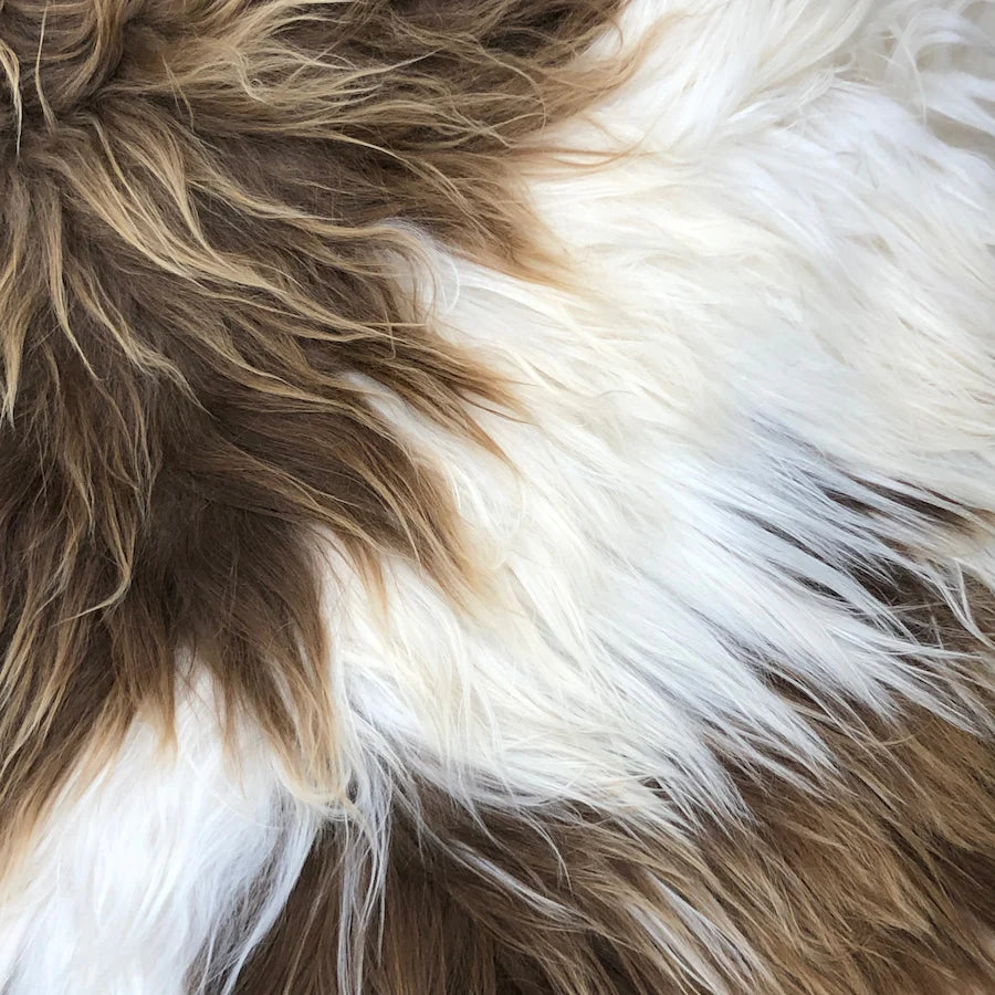 <p>Natural Brown & White Icelandic Sheepskin Fleece</p>