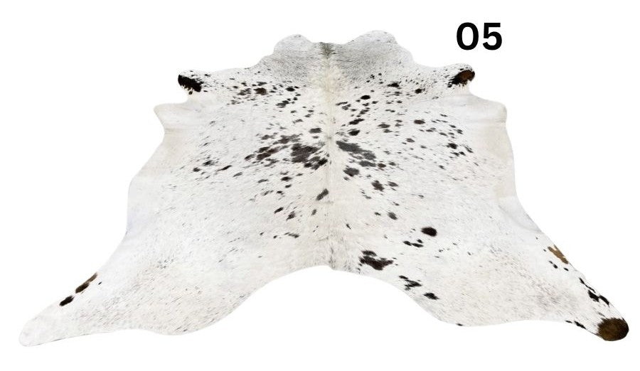 Brown and white speckled longhorn cowhide rug hide number 05