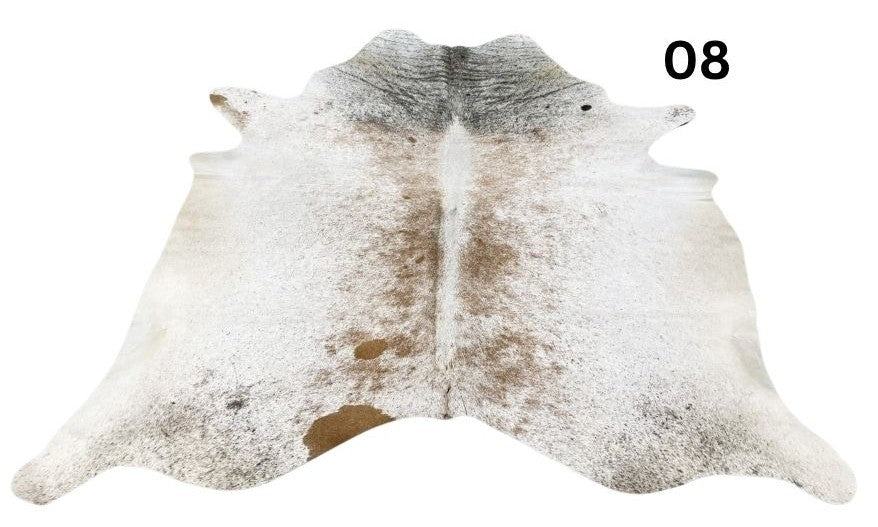 Brown and white speckled longhorn cowhide rug hide number 08