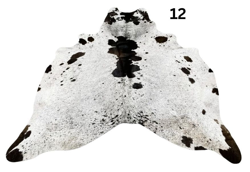 Brown and white speckled longhorn cowhide rug hide number 12