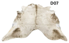 Champagne cowhide rug number 07 with soft neutral tones and natural markings on a white background