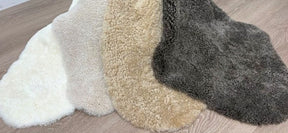 Available shearling rug colours including Chocolate Fleck, Honey, Oatmeal and Natural White.
