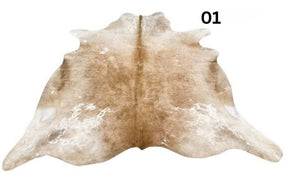 Specific beige and white cowhide rug hide number 01