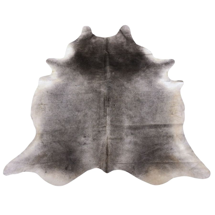 Example of a grey cowhide rug showing typical colour variation and natural pattern