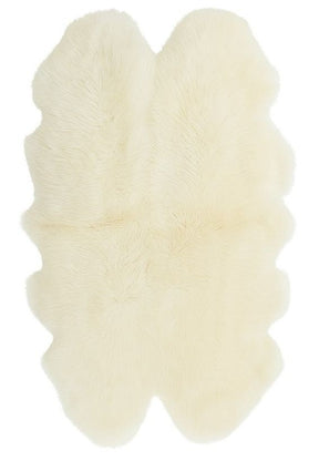Cream merino sheepskin rug double hide shown on a white background
