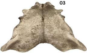 Dark Champagne cowhide rug No. 03 featuring unique natural hide characteristics.