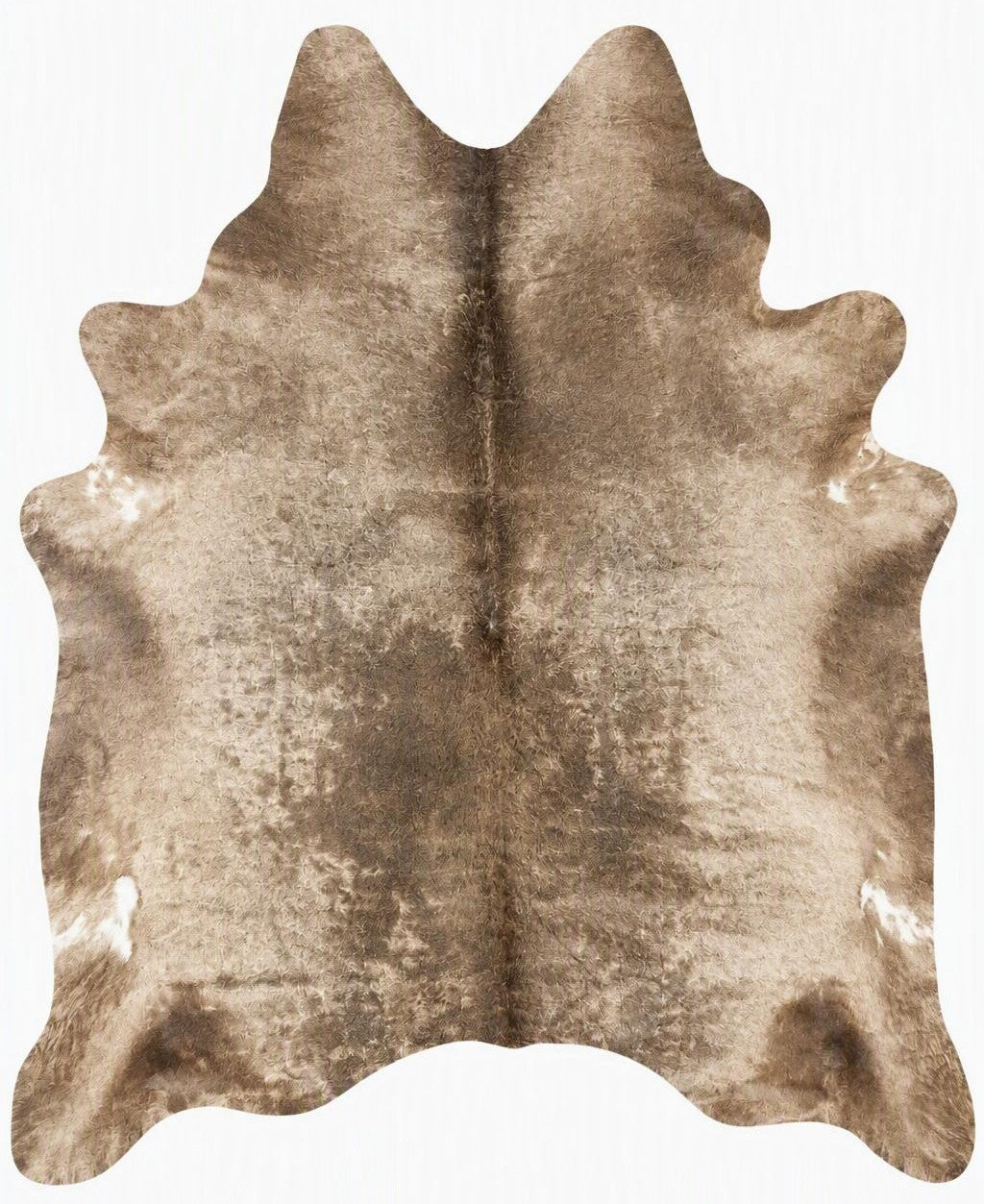 Dark Champagne cowhide rug featuring natural champagne and earthy tones with unique organic markings.