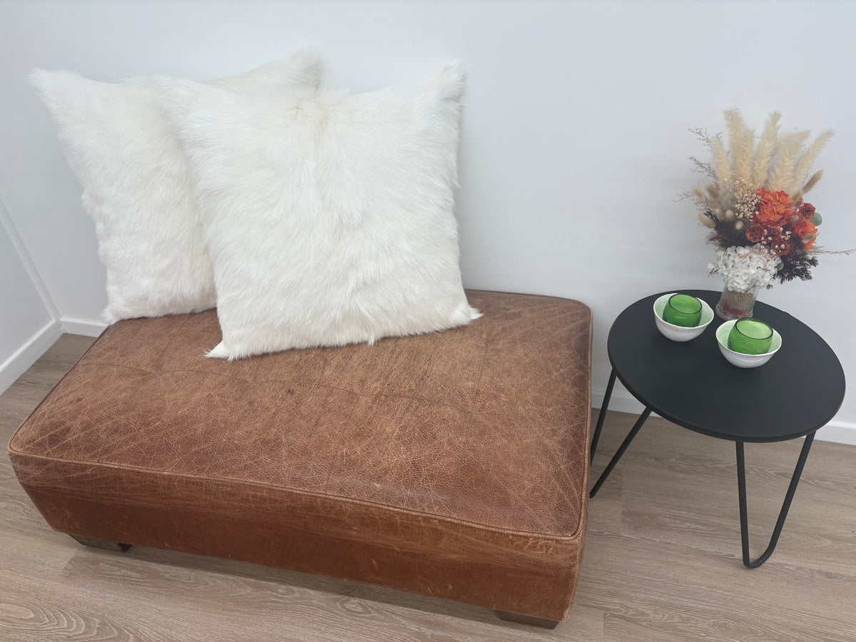 Himalayan Goatskin Cushion 60cm - Natural White