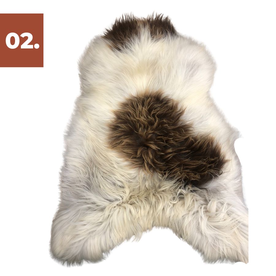 Icelandic Sheepskin Rug - Brown and White Spot