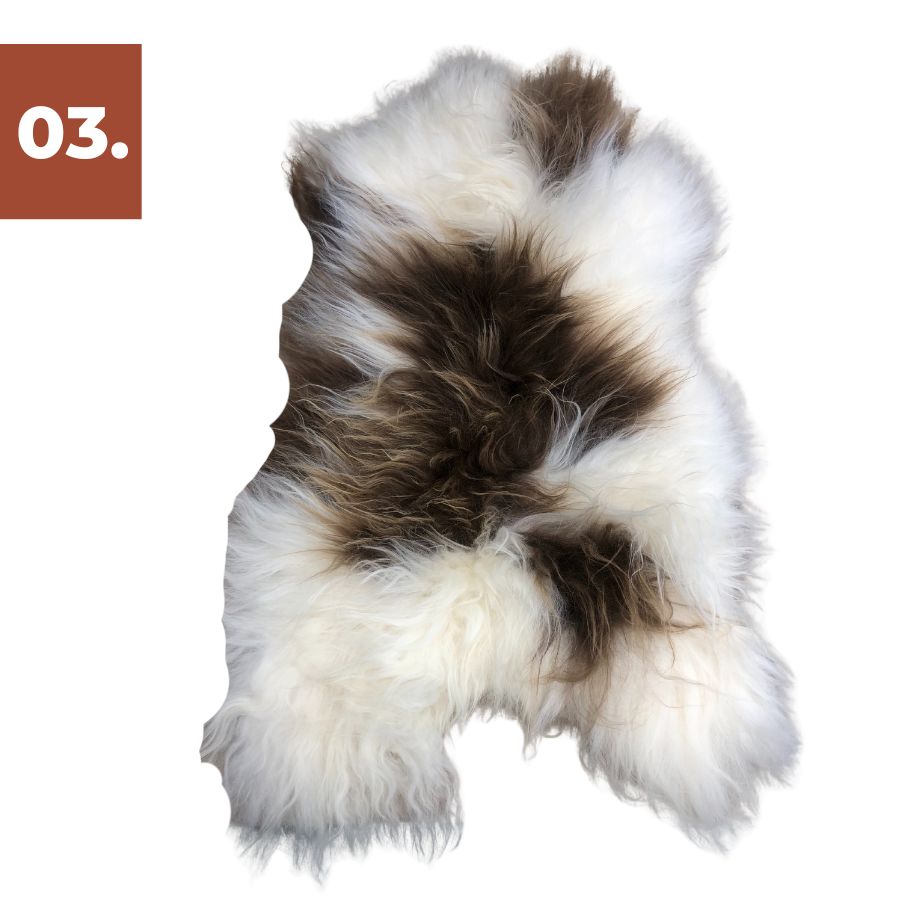 Icelandic Sheepskin Rug - Brown and White Spot