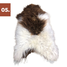 Icelandic Sheepskin Rug - Brown and White Spot