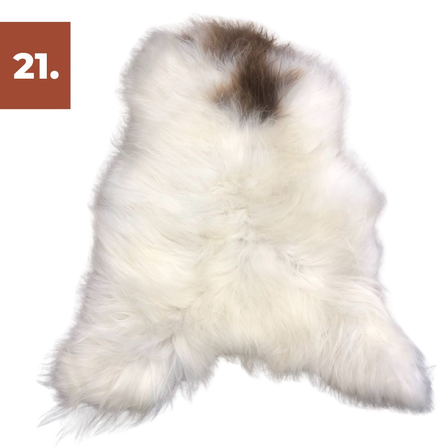 Icelandic Sheepskin Rug - Brown and White Spot