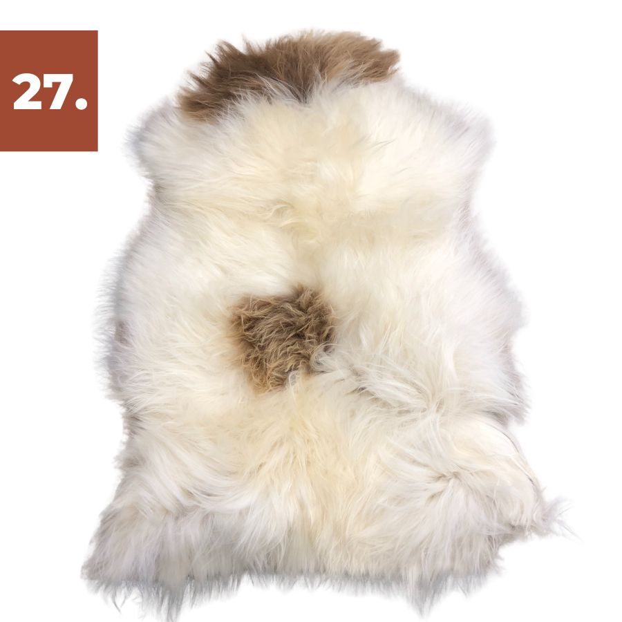 Icelandic Sheepskin Rug - Brown and White Spot