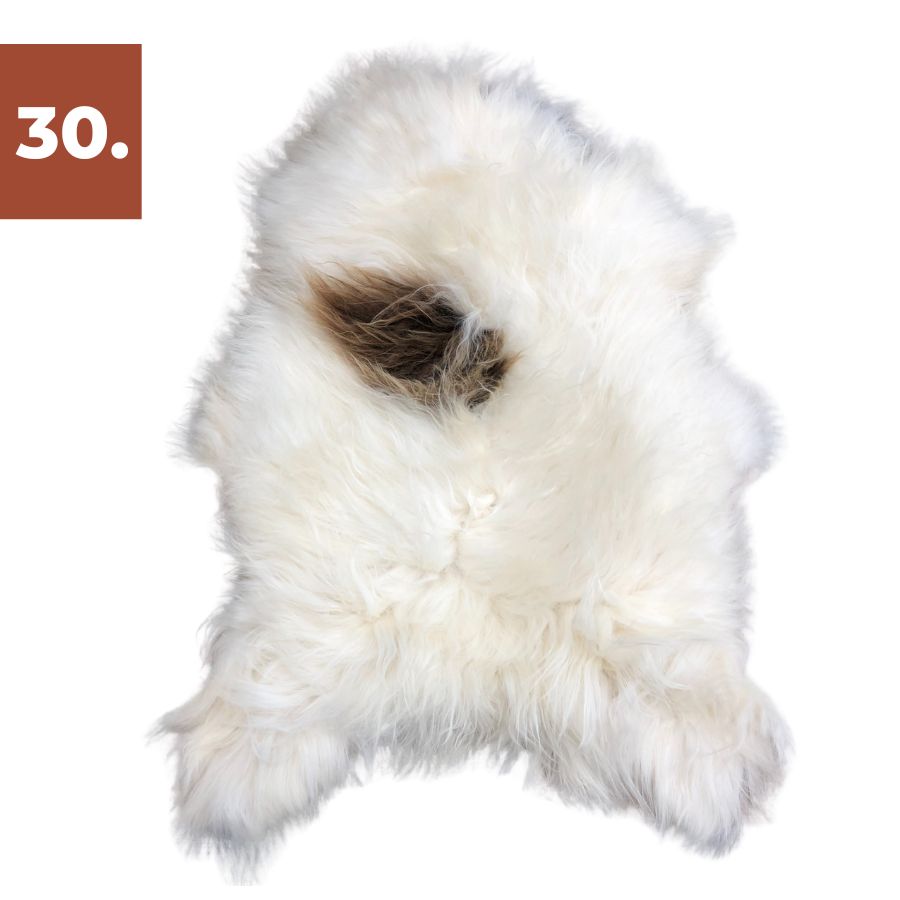 Icelandic Sheepskin Rug - Brown and White Spot