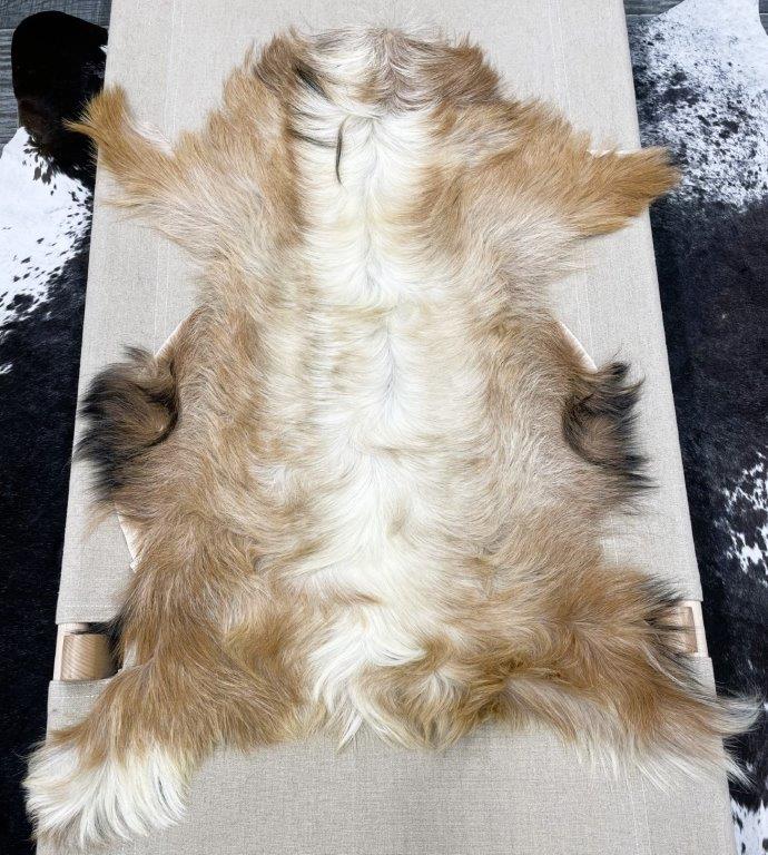 Natural Goat Hide Rug Long Hair - 19