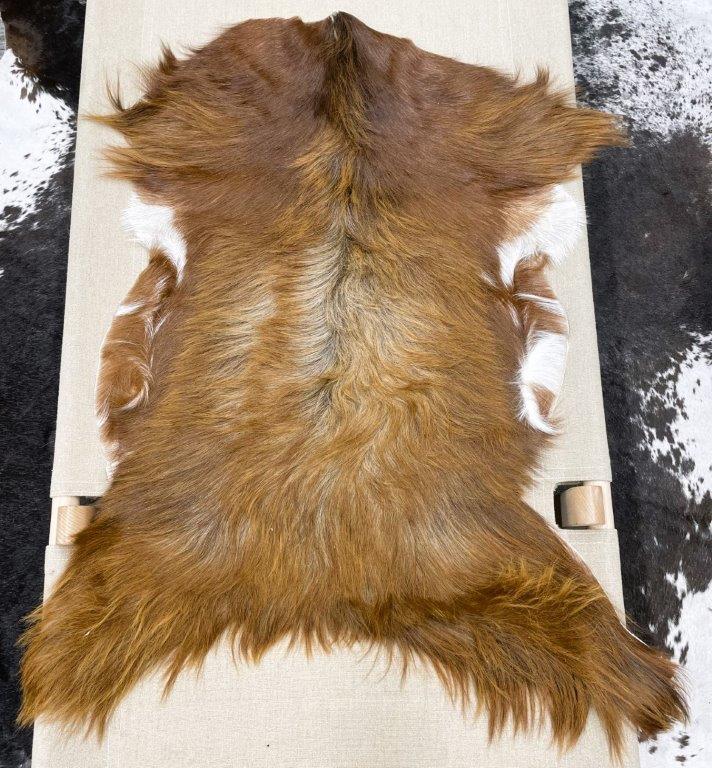 Natural Goat Hide Rug Long Hair - 23